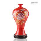 大部分地区包邮 景德镇陶瓷器装饰花瓶 客厅摆件 中国红家居结