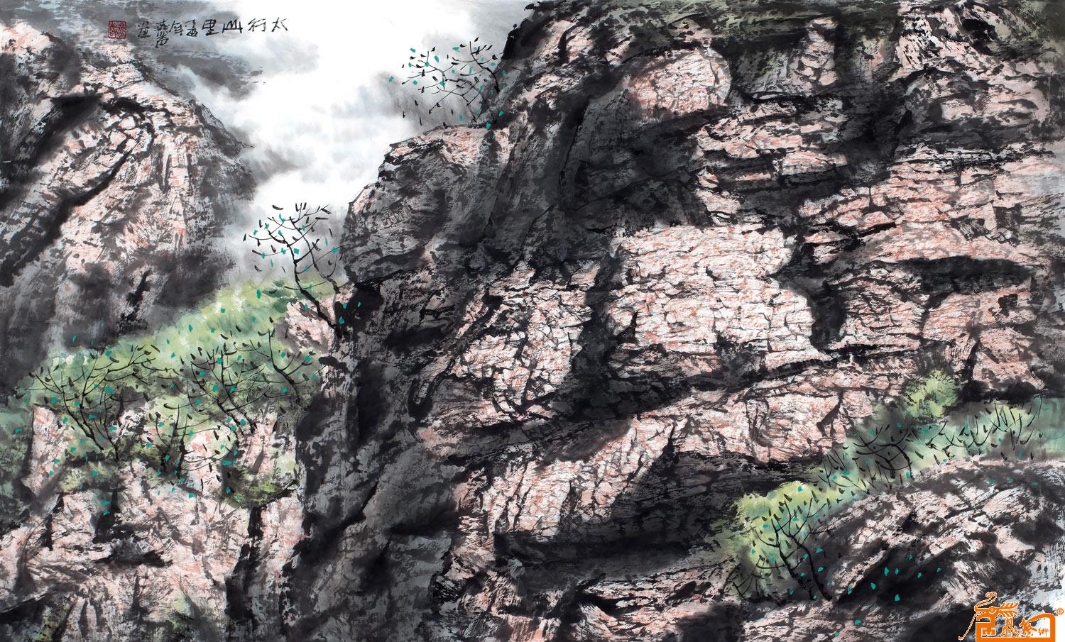 著名现代微结构山水画《太行山里》-画家刘燕声作品-升值空间大